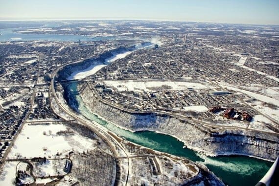 Our Anniversary at Frozen Niagara Falls 10 aerial view of niagara falls