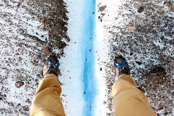 Mikes crampons at Big Ice hike Perito Moreno
