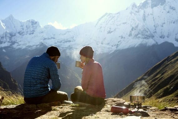 HoneyTrekking the Annapurnas: Part 2 6 Morning coffee with our MSR stove over Fish Tail, Nepal