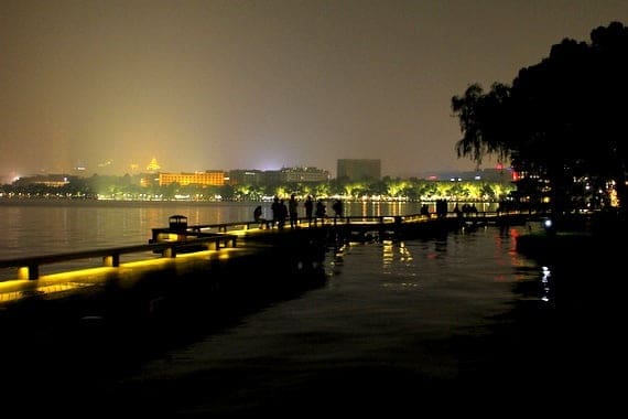 Lakeside in Hangzhou 7 west lake at night