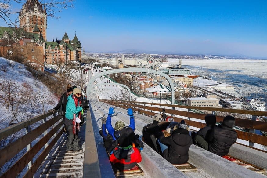 The World's Biggest Winter Carnival 12 Toboggan downtown Quebec